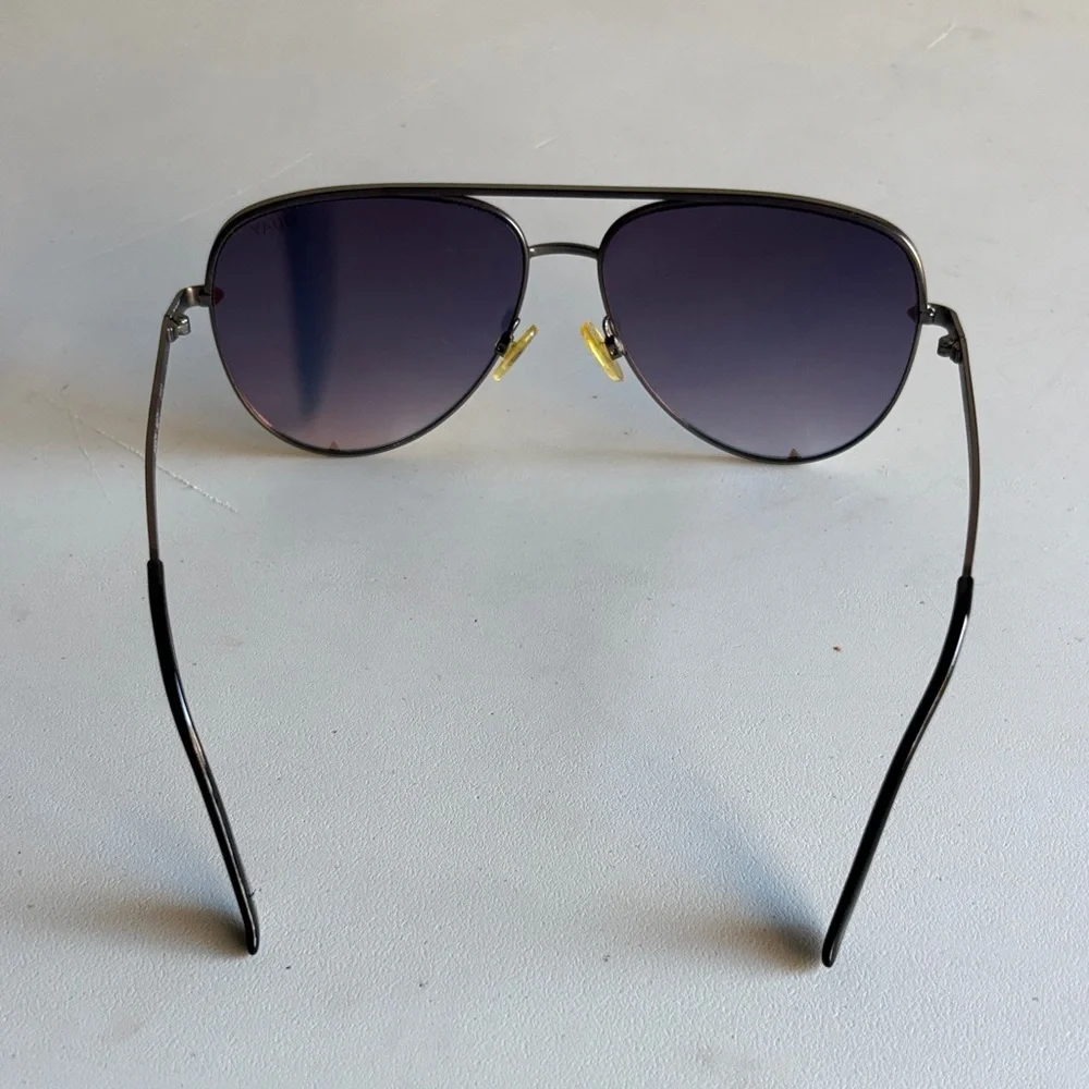 Quay Australia Aviator Sunglasses - Black Frame with Rose Lenses